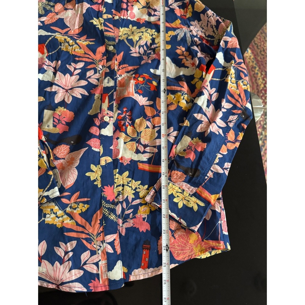 J. McLaughlin XS Button Down Shirt Floral Print Coastal House Nautical o2 - Picture 6 of 7